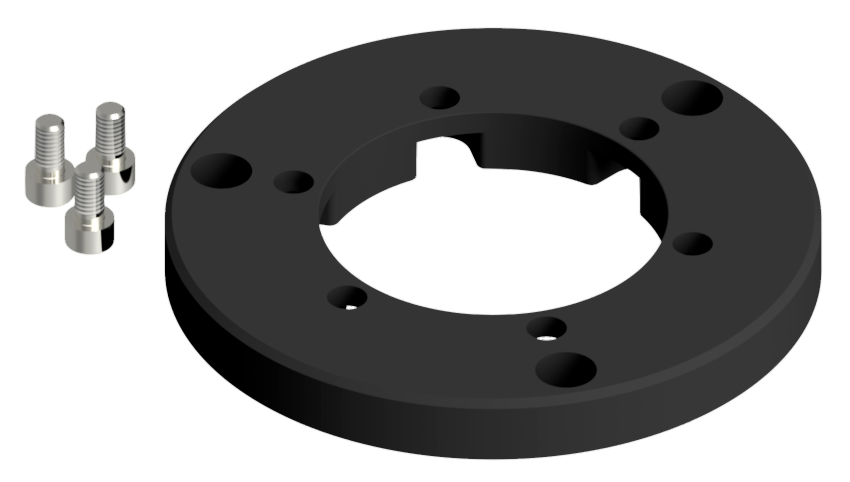 Circular baseplate incl. 3 pcs. M6x14 Screw, (blk) Circular baseplate incl. 3 pcs. M6x14 Screw, (blk)